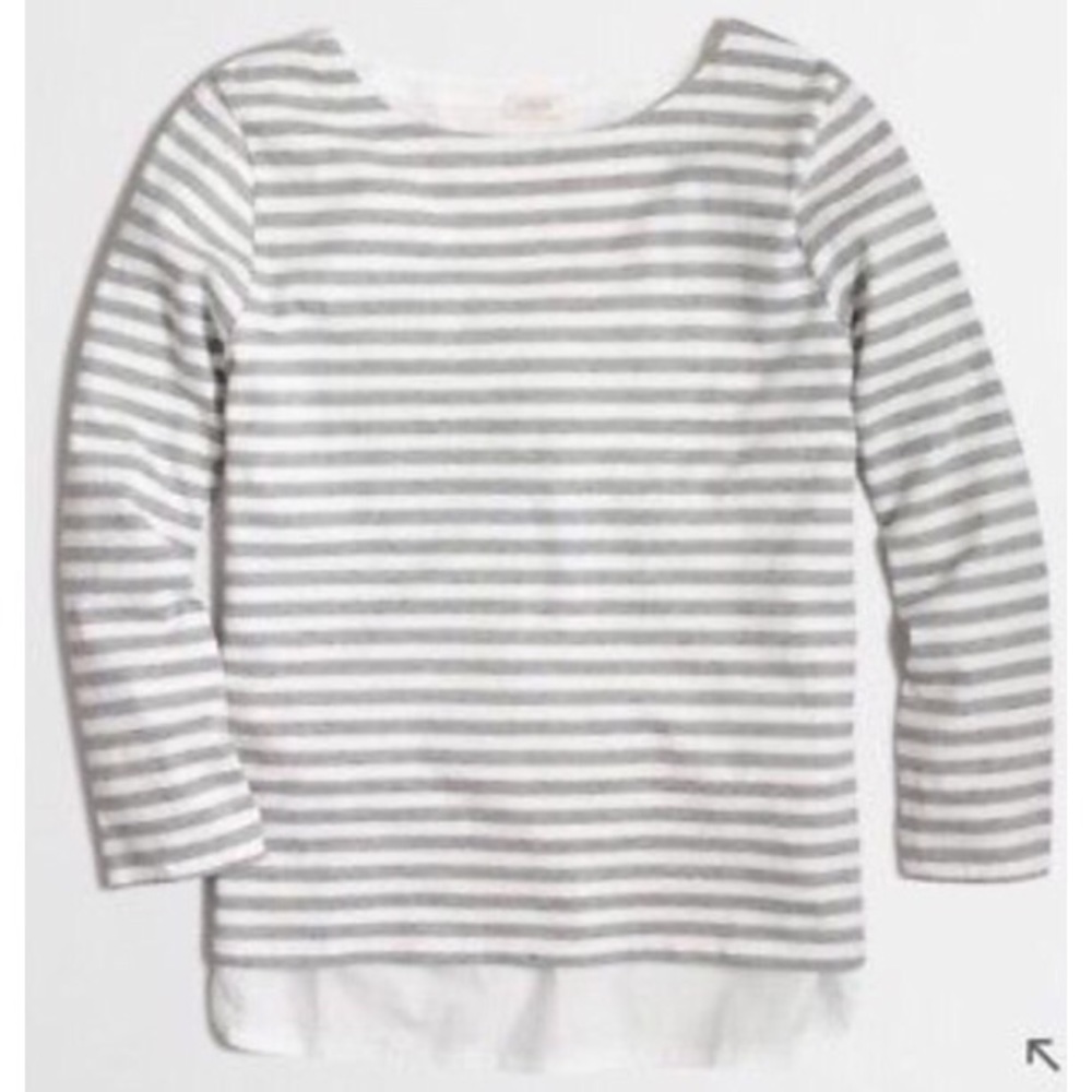 J. Crew Grey and White Stripe Woven-Back Top